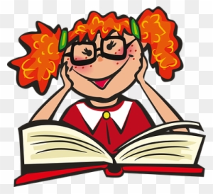 Girl Book School Reading Learning Happy Bo - Reading A Book Cartoon Png