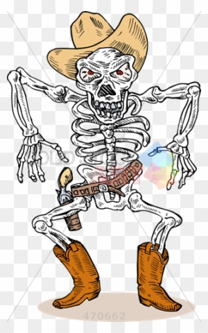 Stock Illustration Of Retro Cartoon Drawing Of Skeleton - Cartoon Skeleton Cowboy