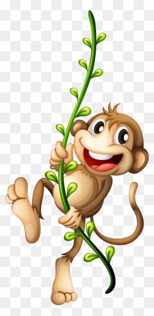 Monkey Clipart Png Image 04 - Monkey On A Vine - Free Transparent PNG ...