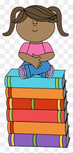 Girl Sitting On Books Clip Art - Students With Book Clip Art - Free ...