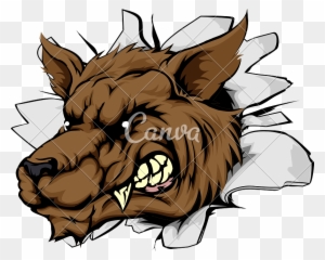 Wolf Sports Mascot Breakthrough Illustration - Mean Animal Drawings