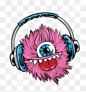 Monster, Headphones, Headset, Listen, Smile, Music - Music Monsters Art