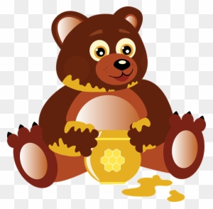 Cartoon Teddy Bear 29, Buy Clip Art - Cartoon Bear Eating Honey