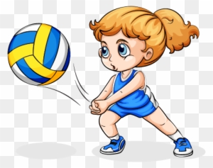 Volleyball Play Girl Clip Art - Cartoon Girl Playing Volleyball