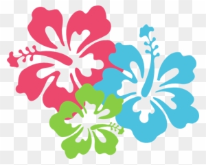 This Free Clip Arts Design Of Hibiscus Pinkbluegreen - Hawaiian Flower ...