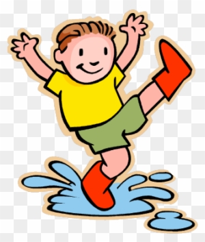 children playing in the rain clipart