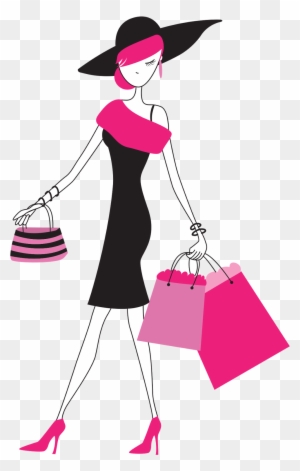 Fashion Girl Clipart Png - Lady With Shopping Bags