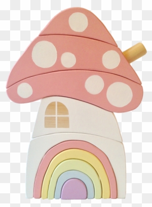 Hand Painted Wooden Pastel Toadstool House Stacker - House