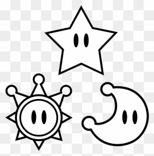 Power Star, Sun, And Moon Vector By Greenmachine987 - Shape Coloring