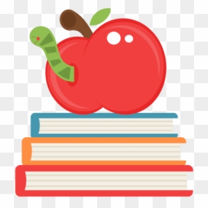 Books And Apple Clipart - Miss Kate Cuttable School - Free Transparent 