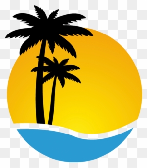 palm tree silhouette sunset clipart