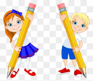 Girl With Pencil Waving - Girl Pencil Clipart - Free Transparent PNG ...