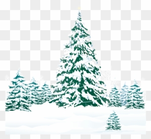 Snowy Winter Ground With Trees Png Clipart Image - Teal Christmas Tree ...