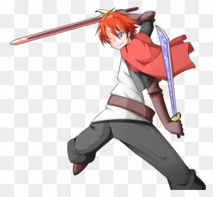 anime boy with brown hair and sword